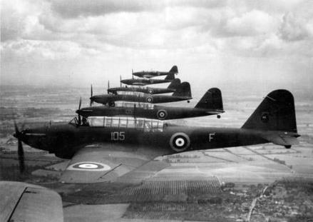 Fairey Battles on a training flight over England