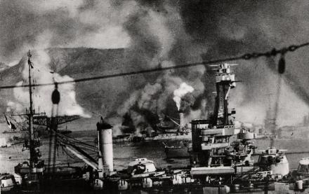 The French navy burns at anchor in Algeria