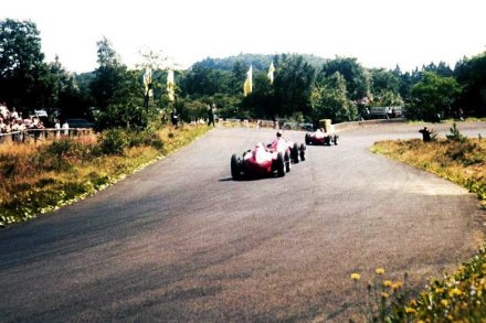 Fangio has passed Collins and tracks Hawthorn, 1957 German GP