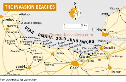 Overview of all five beaches of the D-Day landings
