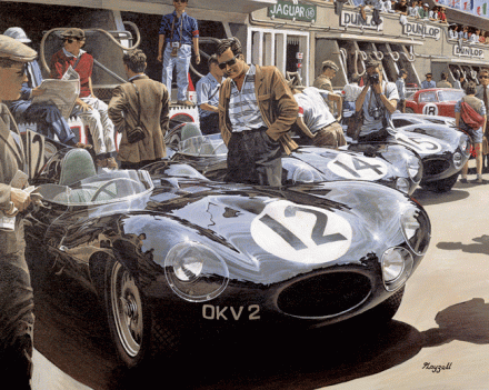 Acclaimed artist Tim Layzell's print of the D-Type's unveiling www.timlayell.com