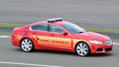 Silverstone's fire tender is still a Jag. And Syd is still never far away.