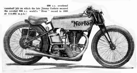1935,1 hour record breaking Norton of Jimmy Guthrie, 114.092mph-1